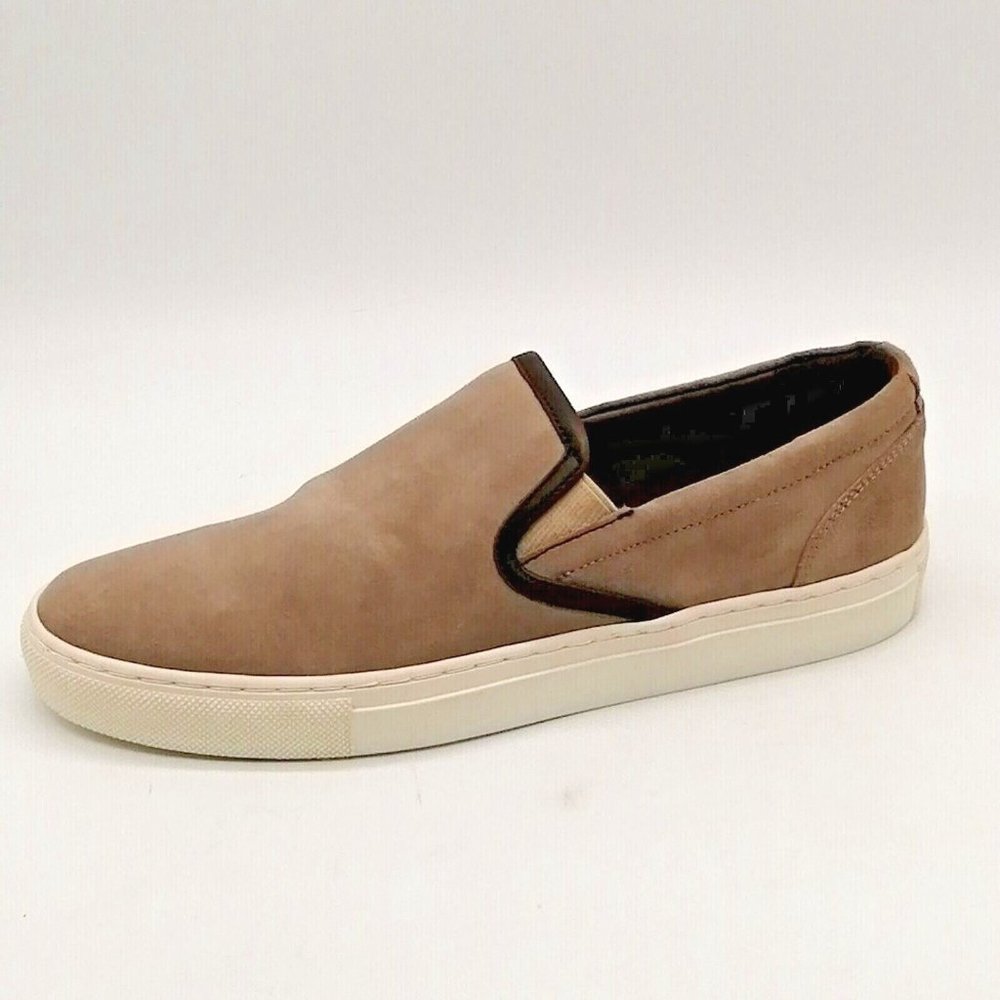 Blake McKay Mens Slip On Loafer Sneaker Brown Leather Elastic Side Inset 7.5 NEW